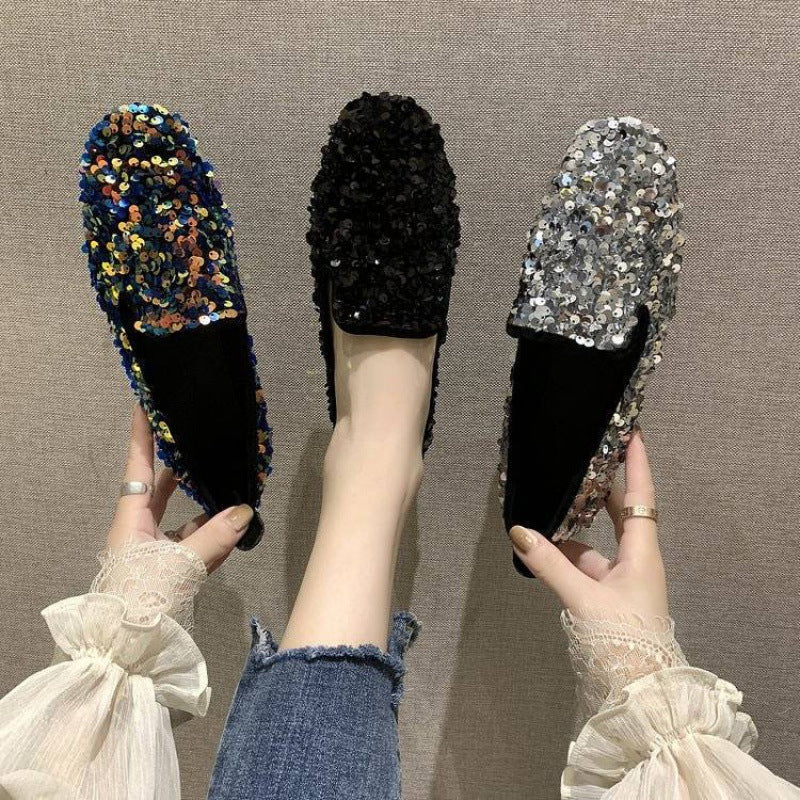 New Women's Flat All-match Social Rhinestone Pumps