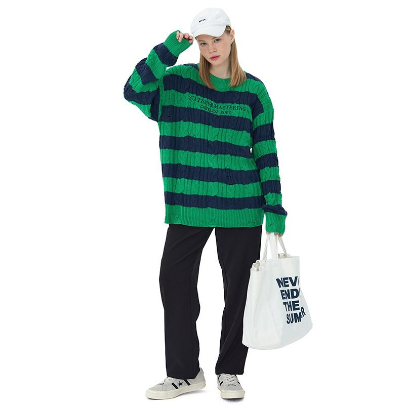 Men's Versatile Casual Contrasting Color Knitted Sweater