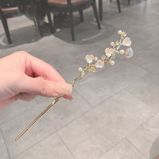 Camellia Hairpin Updo Ancient Style Han Chinese Clothing Elegant Pearl Step Shake Hair Clasp
