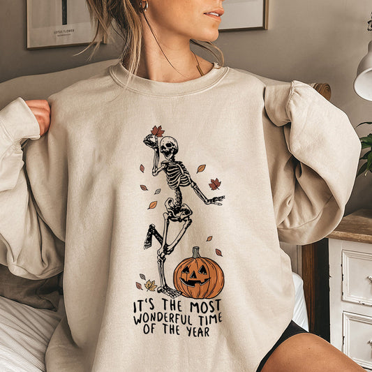 Halloween Skelet & Græskar Print Sweatshirts Afslappet Langærmet