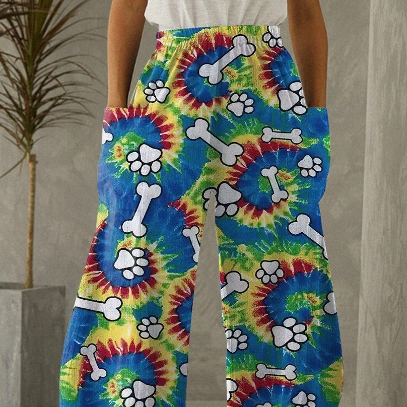Printed 3D Trendy Irregular Wide-leg Pants