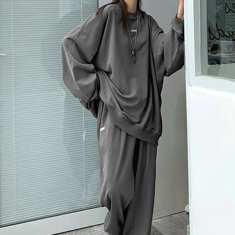 Casual Sports Suit Long Sleeve Loose T-shirt High Waist Pants