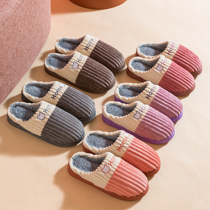Couple's Warm And Non Slip Thick Soled Wool Slippers