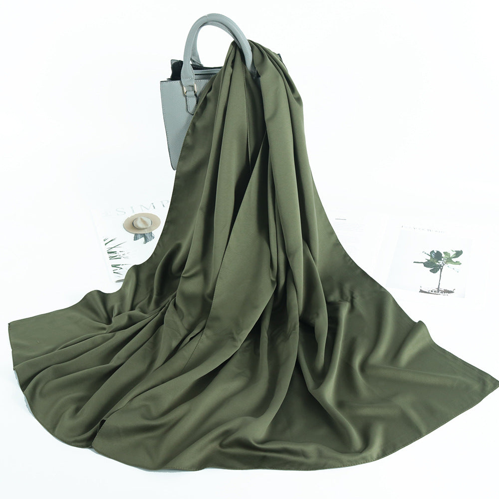 Solid Color Casual Malay Scarf Satin Shawl