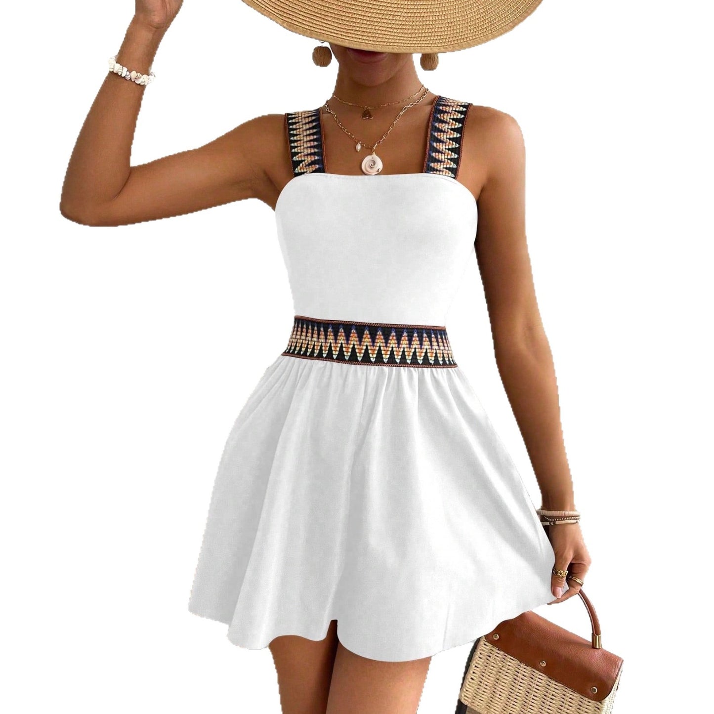 Casual Resort-style Wide-leg Jumpsuit With A Cinched Waist