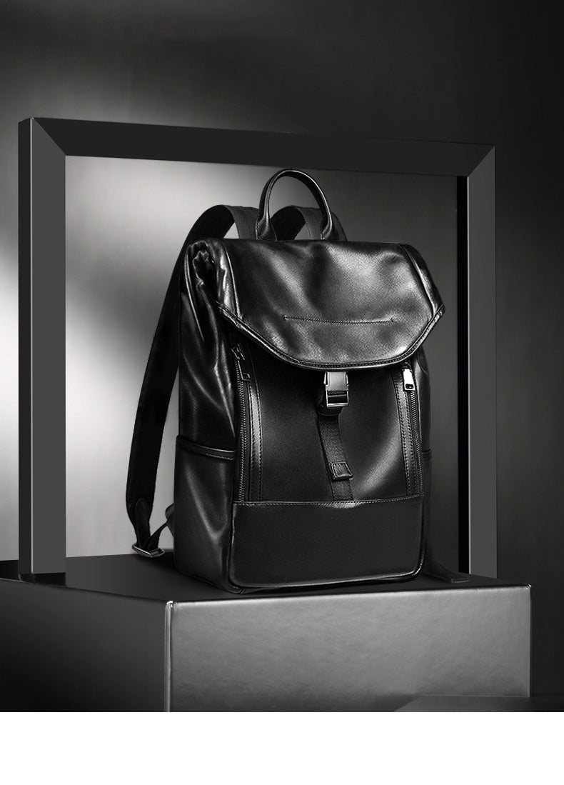 Cowhide Men's Bag Large Capacity Leather Backpack