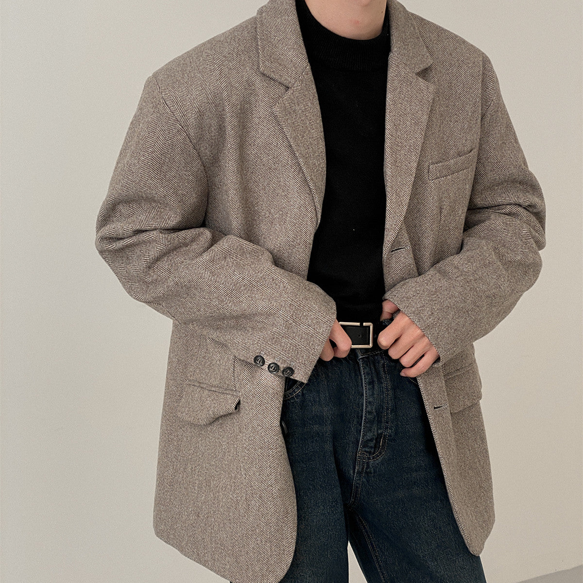 Vintage Hong Kong Style Single Breasted Suit Jacket For Men