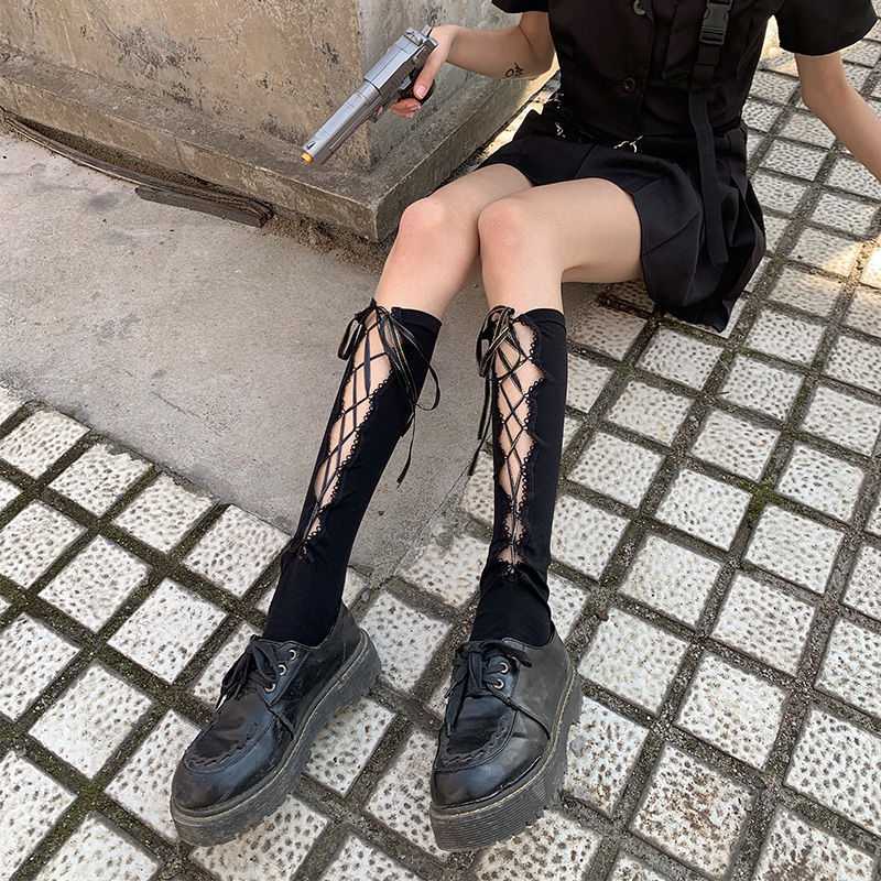 Fashionable Cross Straps Over-the-knee Socks