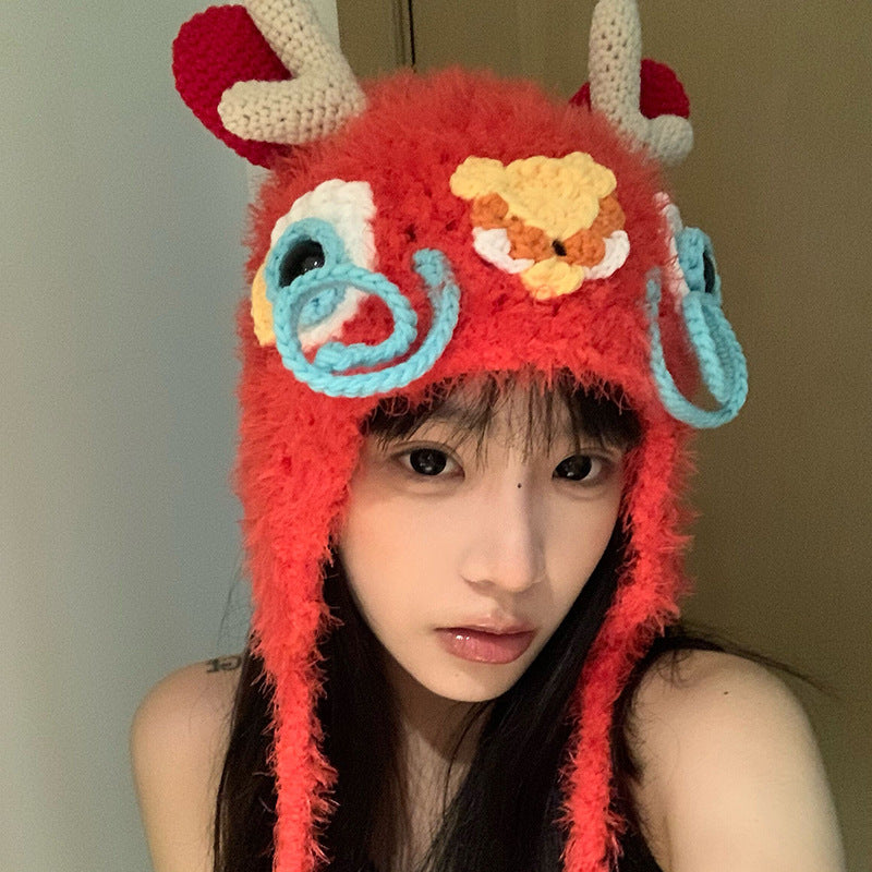 Casual Cartoon Personality All-match Earflaps Head-wrapping Hat