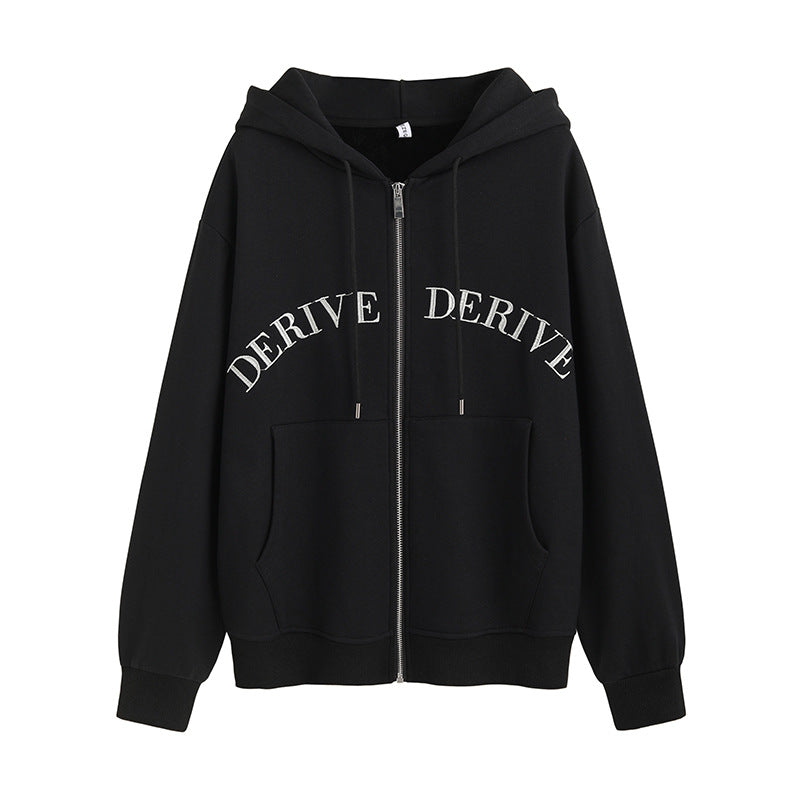 Women's Fashion Loose Cotton Korean Letter Embroidered Coat