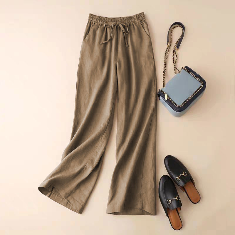 Literature And Art Cotton And Linen Large Casual Wide Leg Pants Women