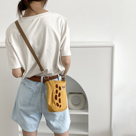 Yeyu Small Peanut Messenger Cartoon Canvas Casual Small Square Adjustable Mobile Phone Bag