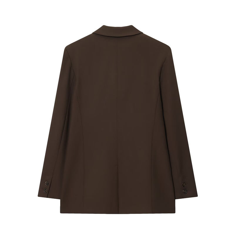 Pleated Padded Shoulder With Straight-leg Pants Coat
