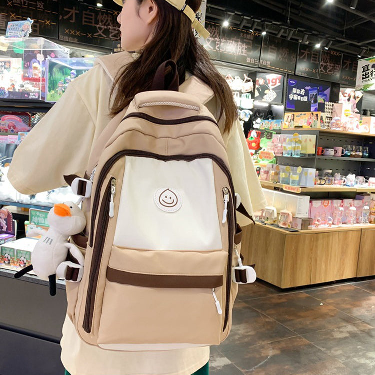 Fashion Color Matching Backpack Ins Simple Korean Version Schoolbags Junior High School College Students Bags