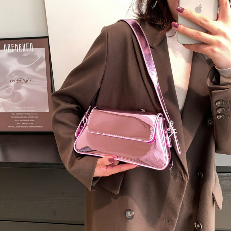 Women's Fashion Patent Leather Glossy Single Shoulder Crossbody Bag