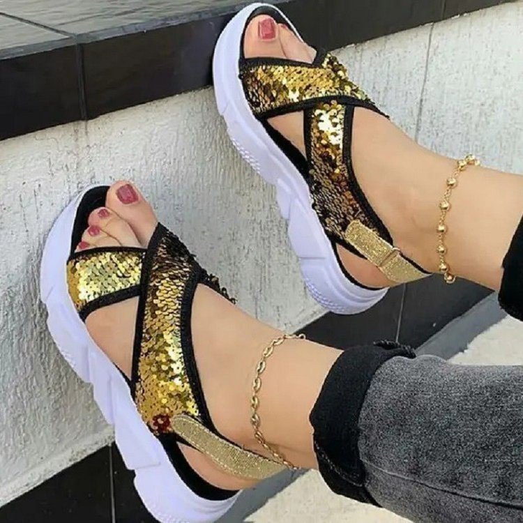 Women's Fashion Comfortable Platform Sequin Sandals