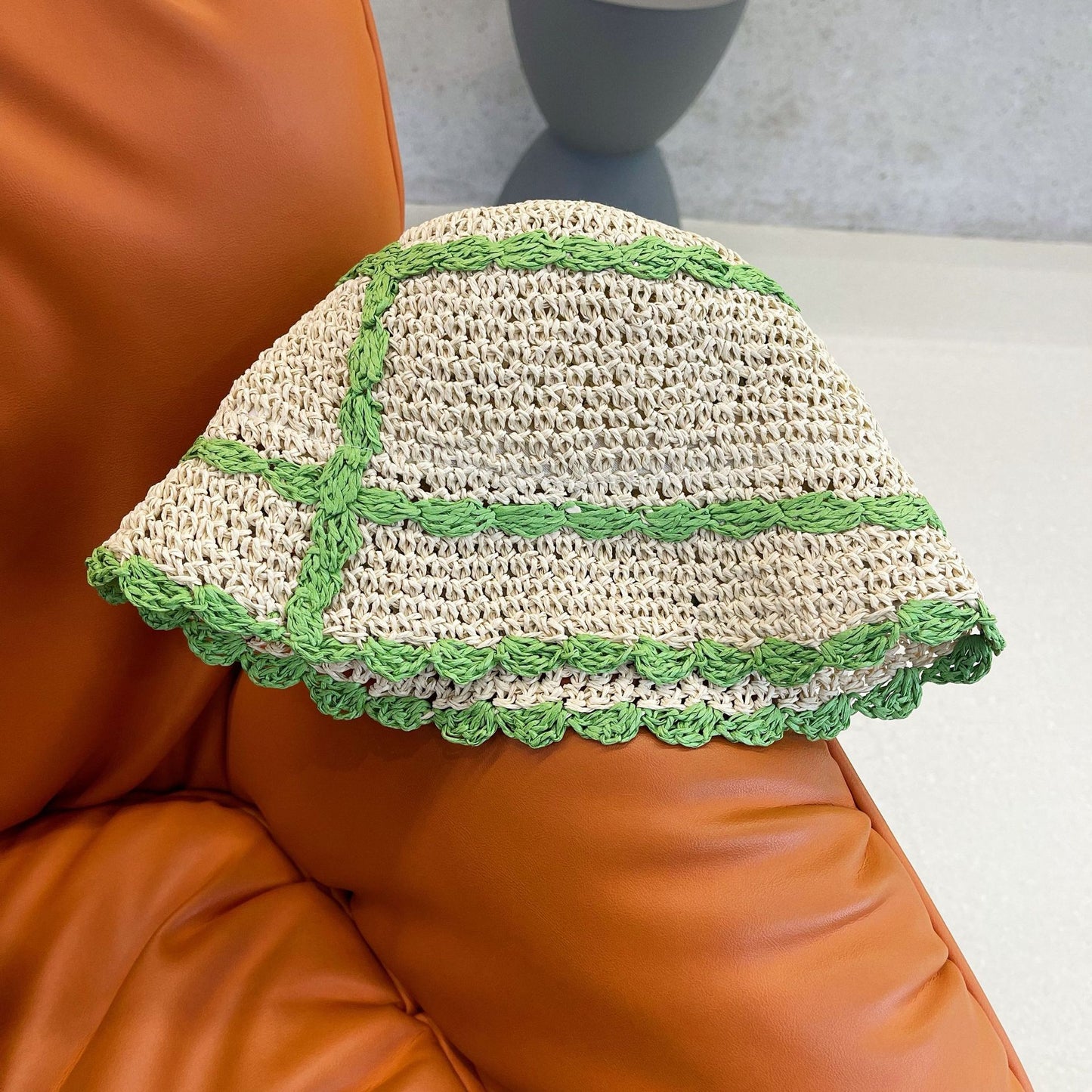 Contrast Color Lace Straw Hat Ins Casual All Match