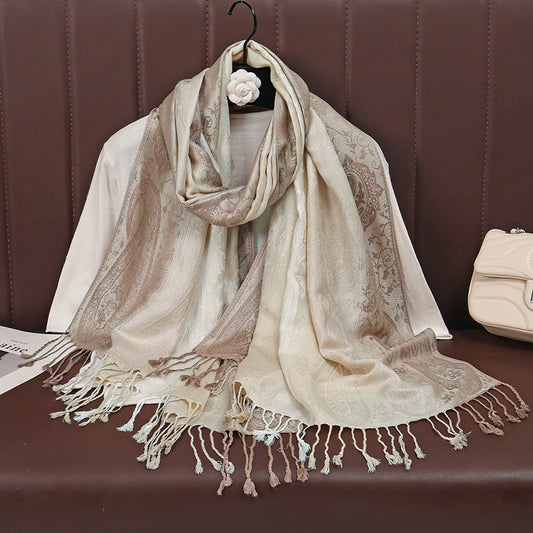 Jacquard Tassel Shawl An Outer Layer For Sun Protection And Breathability Perfect As A Womens Scarf