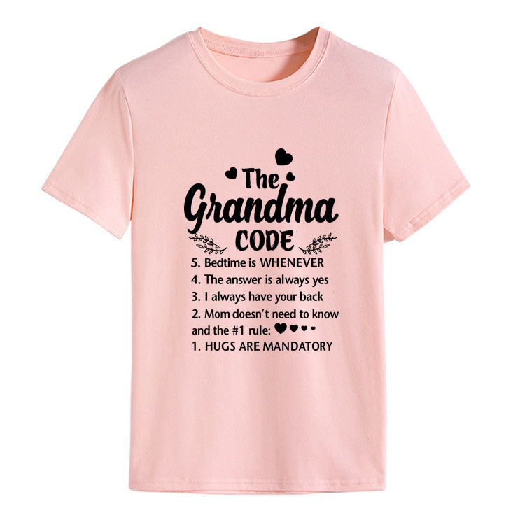 The Grandma Code Round Neck Letter Print Short Sleeves