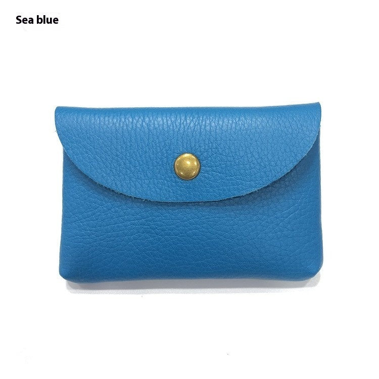First Layer Cattlehide Leather Fashion Hidden Hook Coin Pocket Card Holder Mini-Portable