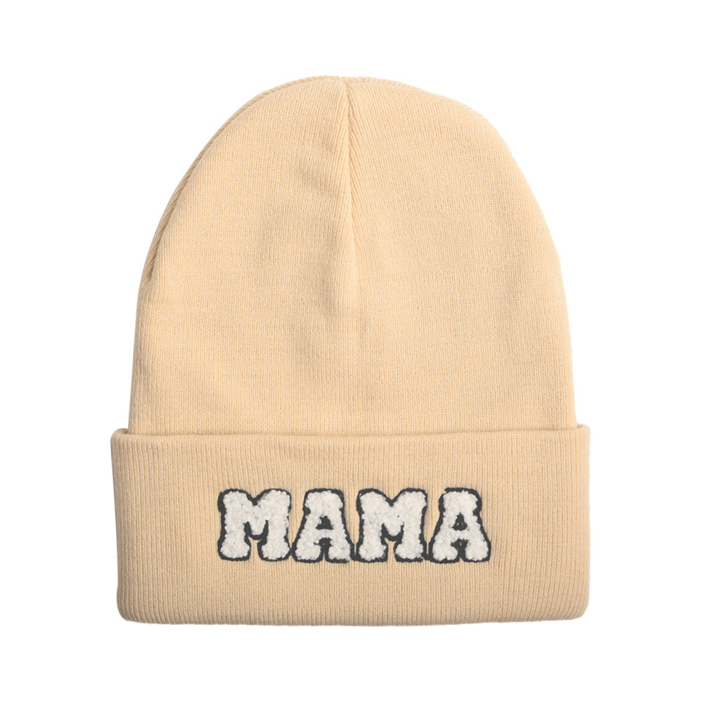 The New Mama Letter Embroidery Wool Hat Solid Color Warm