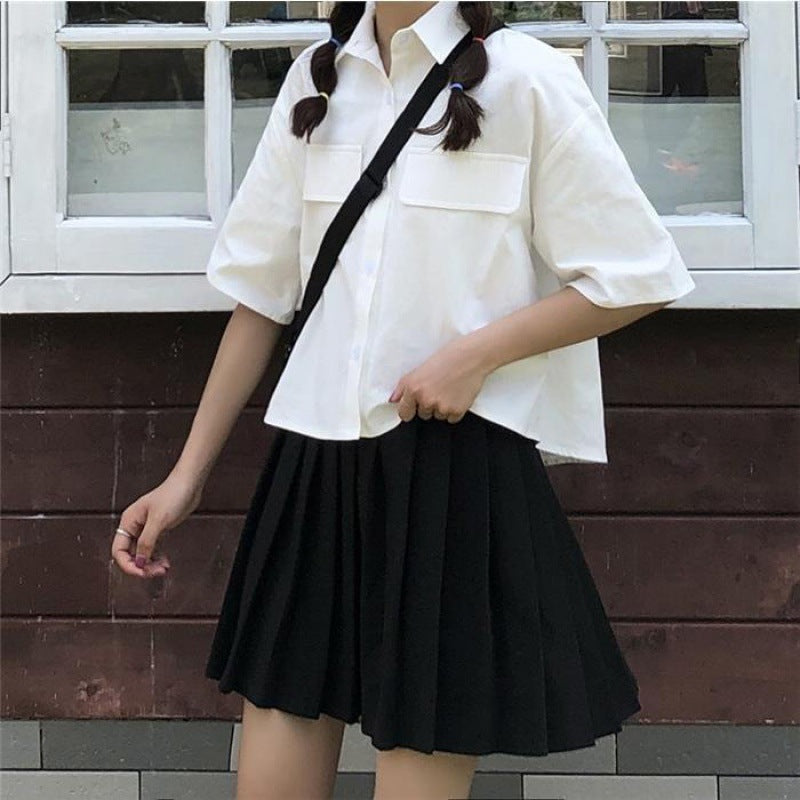 JK Uniform Short-sleeved Shirt Pleated Skirt Skirt