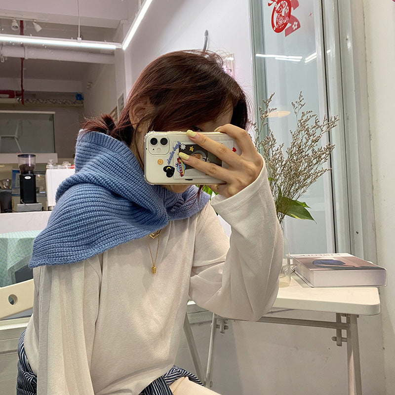 Women's Solid Color Warm Knitting Wool Scarf