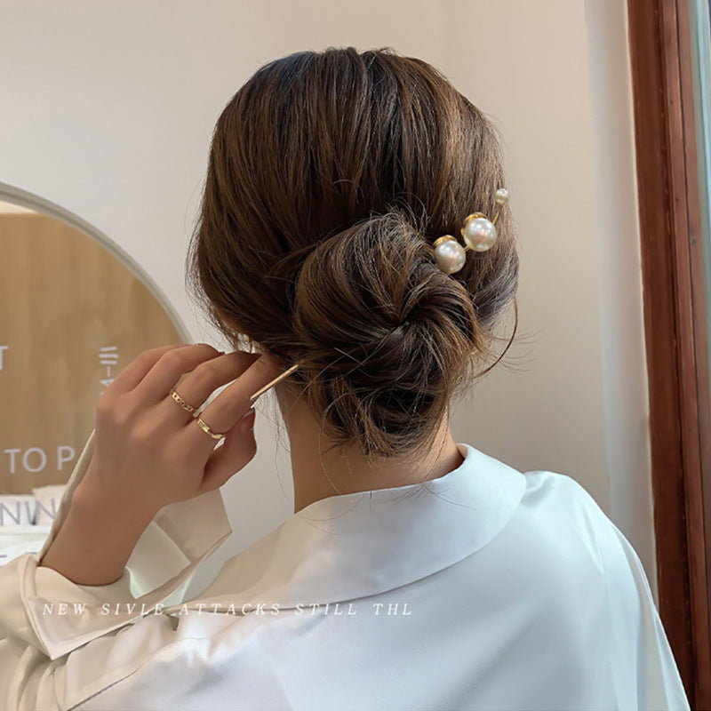 Temperament Pearl Alloy Plate Hairpin Headgear