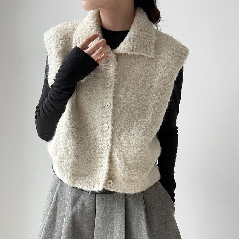 Simple Stand-Up Collar Womens Layered Relaxed Vest