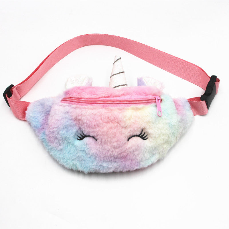 Winter Children's Plush Waist Bag Cartoon Shoulder Messenger Bag Girl Student Cute Chest Bag