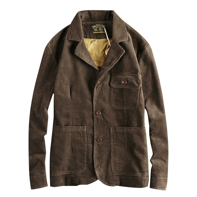 Heavy Amekaji Retro Washed Pure Cotton Corduroy Casual Jacket