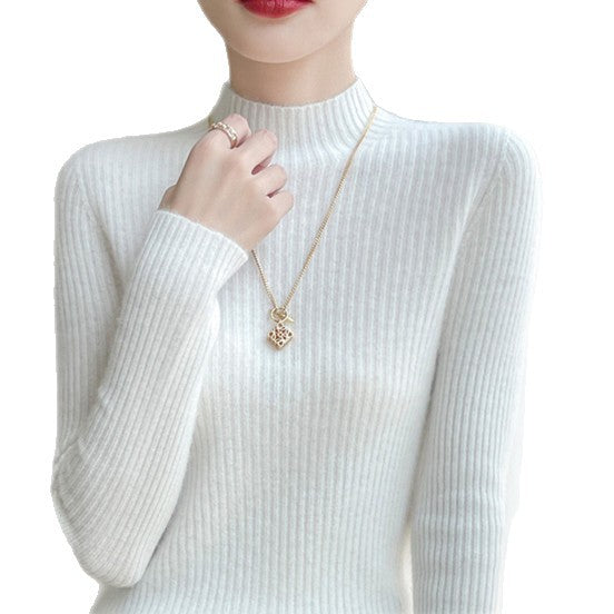 Women's Half Turtleneck Knitted Bottoming Shirt Slim Skin-friendly Soft Glutinous Sweater