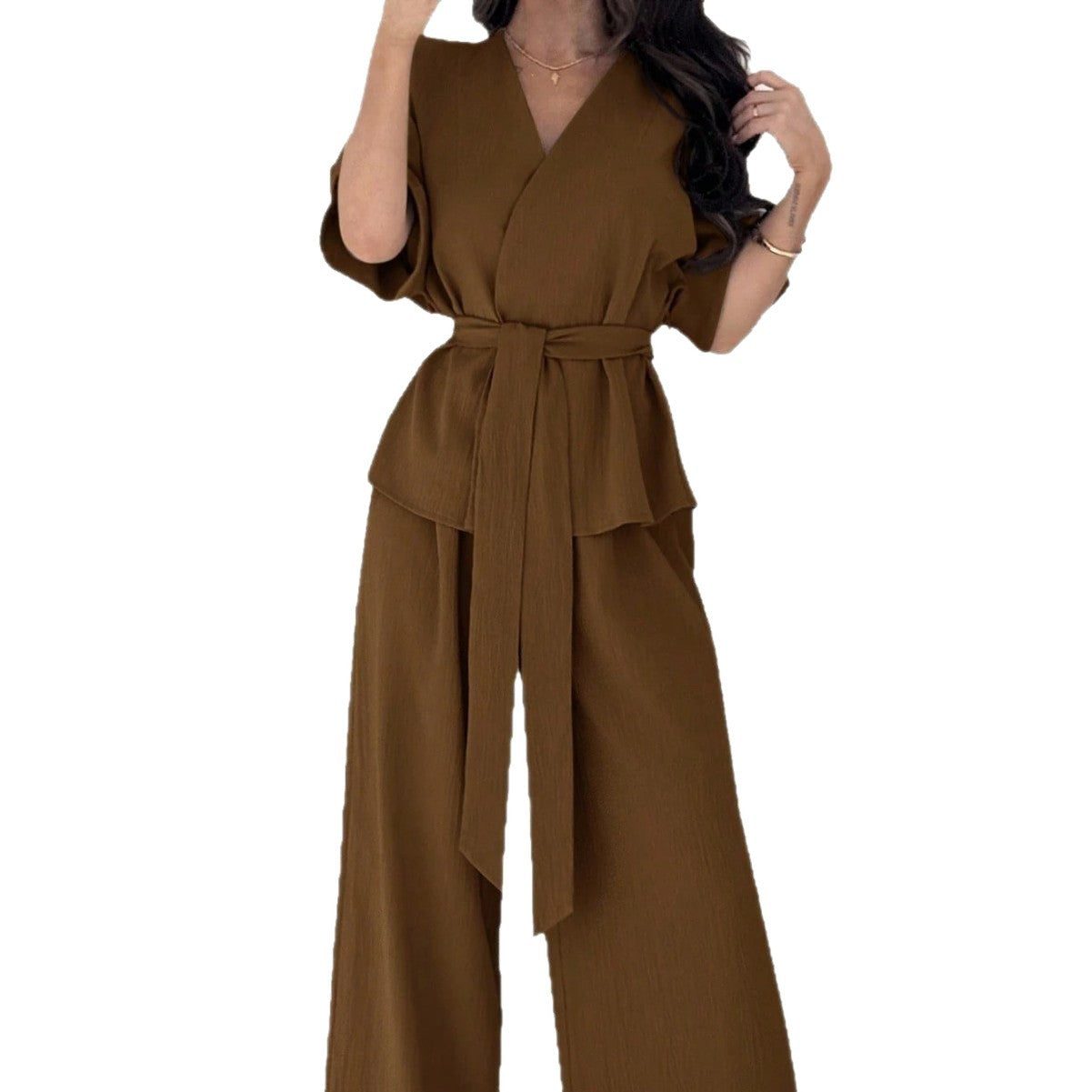 Women's Fashionable Two-piece Set Featuring A Stylish Top And Casual Pants