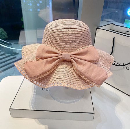 Bow Ruffles Big Brim Straw Hat