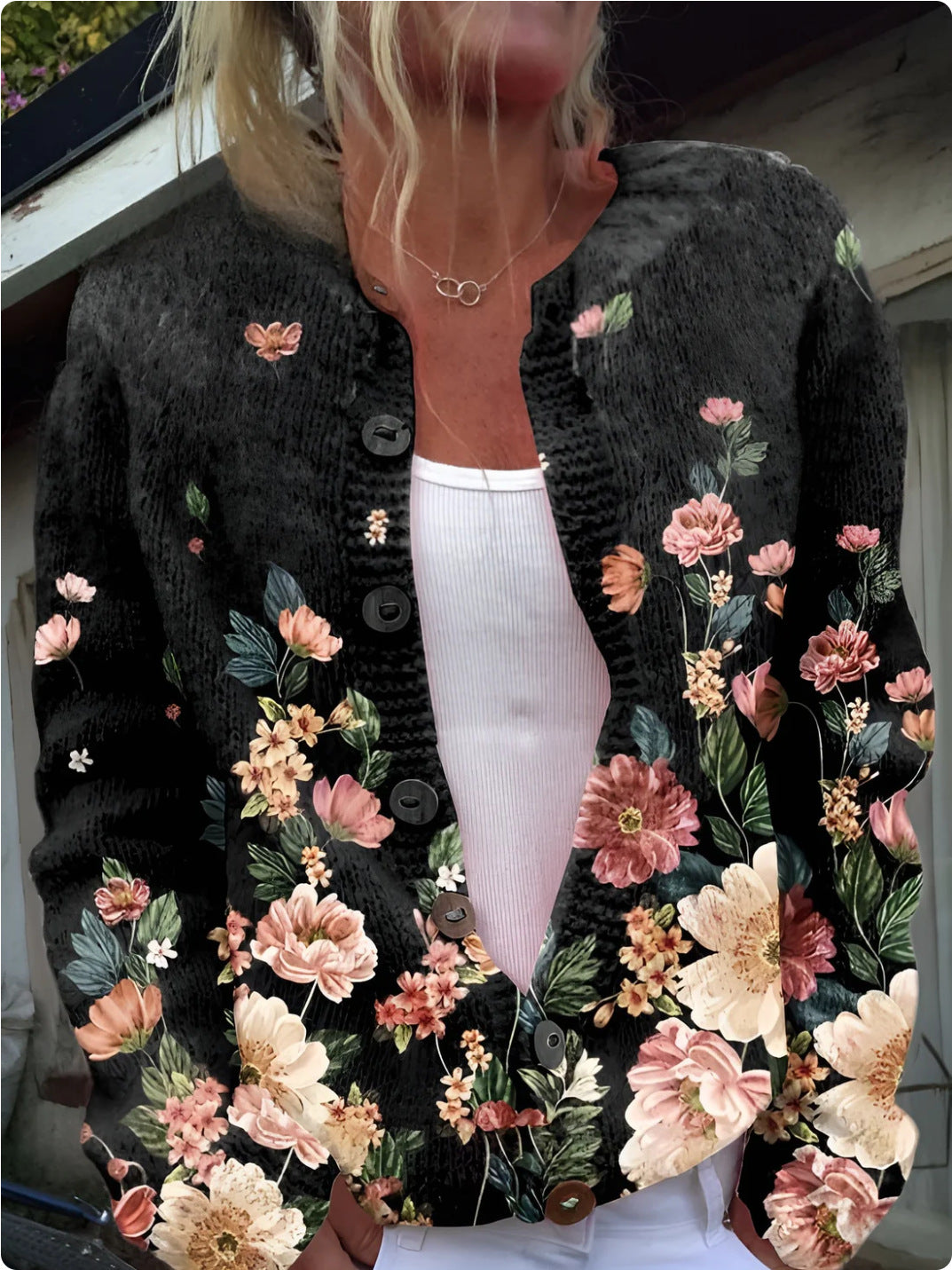 Digital Printing Cardigan Coat Outerwear Women 3D
