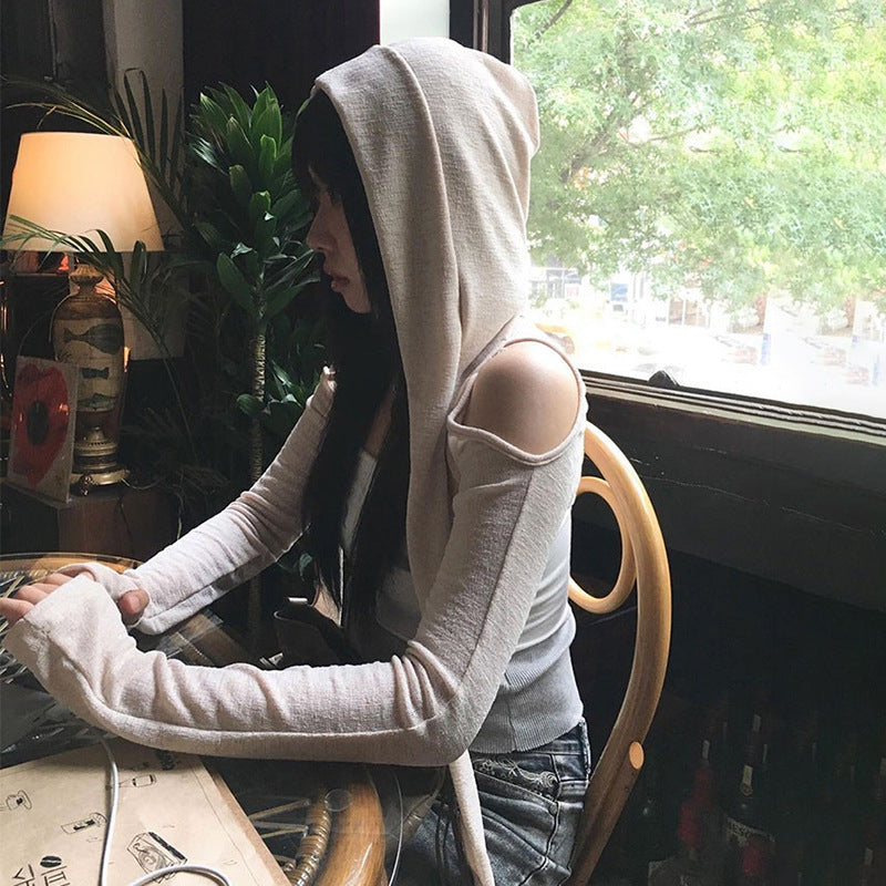 Fashion Trend Women's Long-sleeved Hooded T-shirt