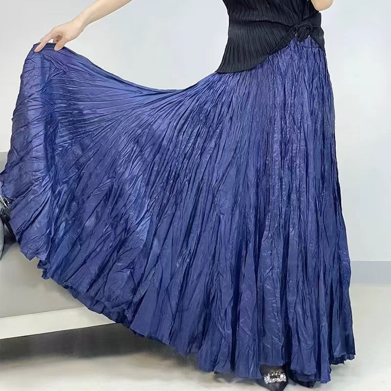 Irregular Ultra-long Mop Umbrella Skirt Slimming Pleated Half-length
