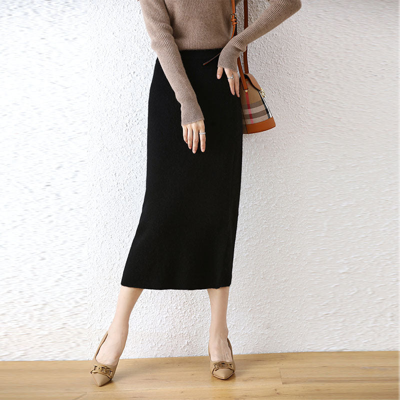 Women's Autumn And Winter Commuting Fashion Solid Color Dress Casual Temperament Sheath Skirt