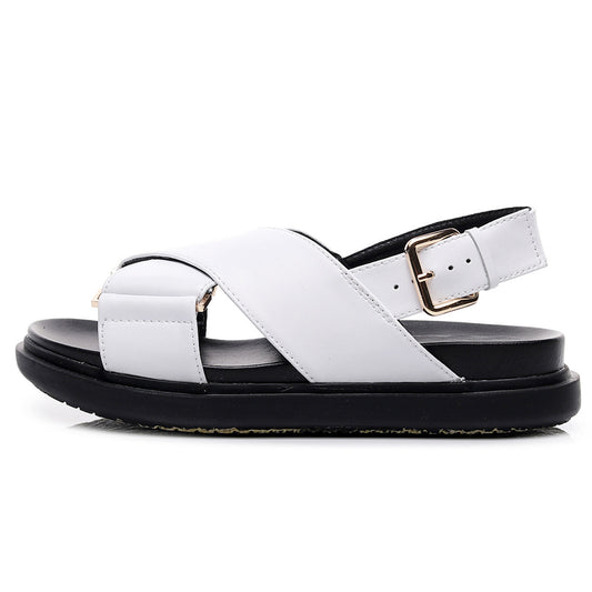 Women's Cross Sandals Hemp Rope Flat Shoes Platform Fish Mouth Sandals