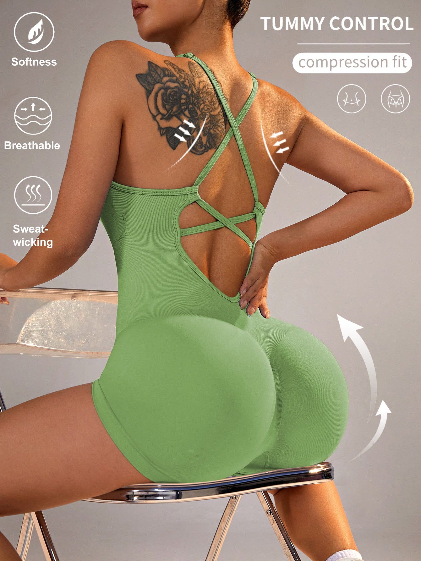 Spring And Summer Nude Feel Yoga Straps One-piece Women