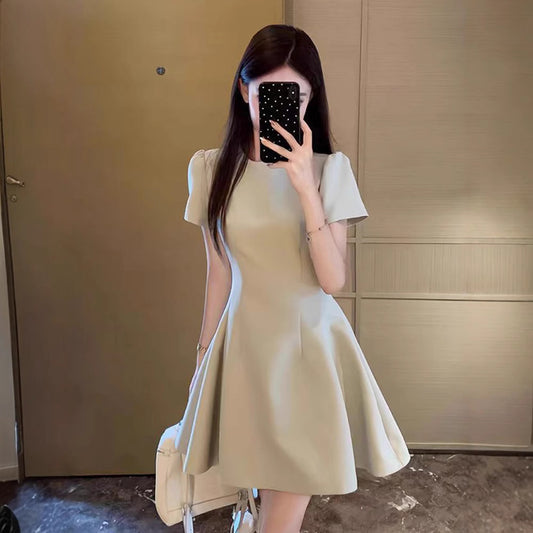 Women's Solid-Colored Casual All-Match Short-Sleeve Dress