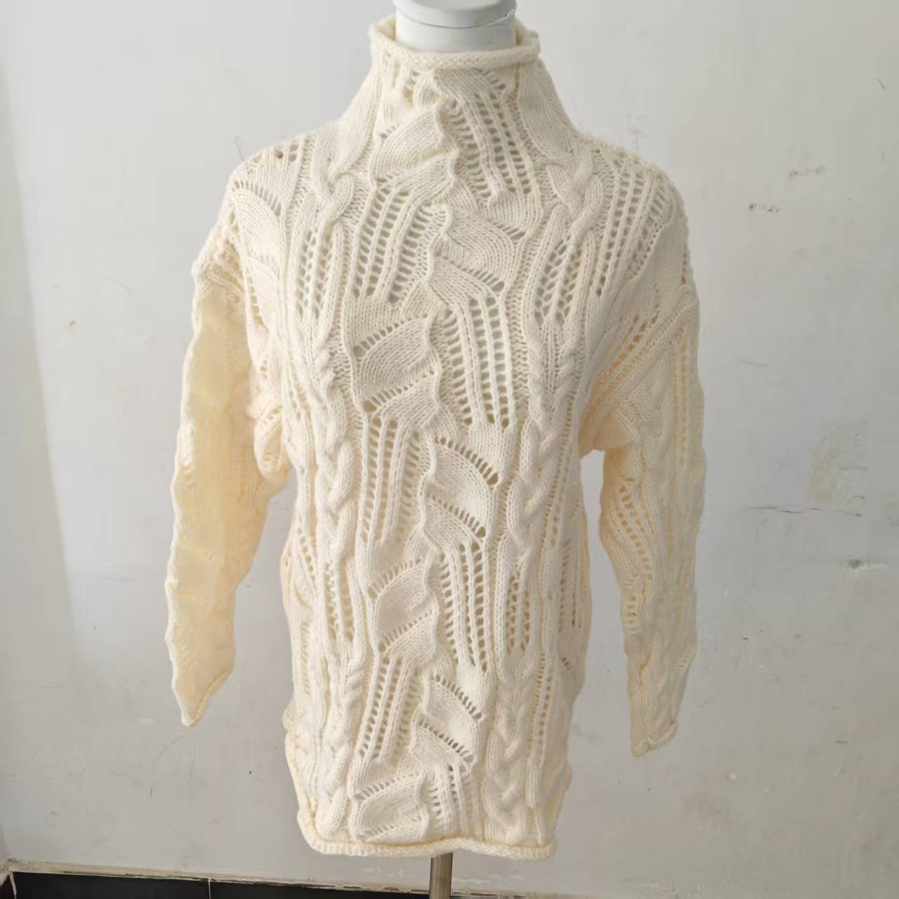 Star Same Style Solid Color Half Hollow Out Sweater
