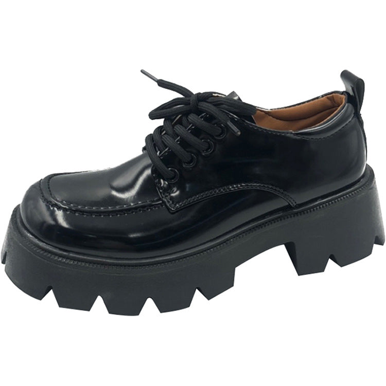 Square Toe Lace-Up Platform Loafers Retro