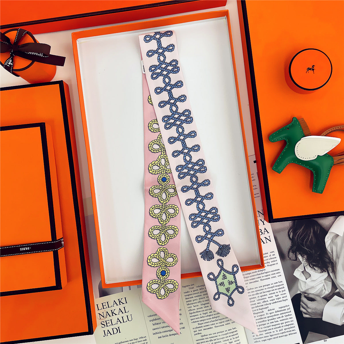 Thin Narrow Ribbon Strip With Floating Ends