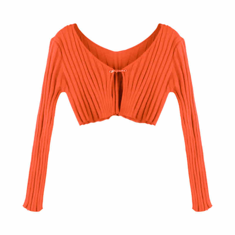 Deep V-neck Low Cut Cardigan Top Ultra-short Shawl