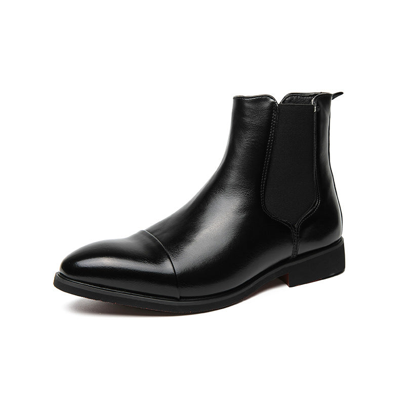 British Fashion High Top Casual Leather Shoes Men's Chelsea Leather Boots
