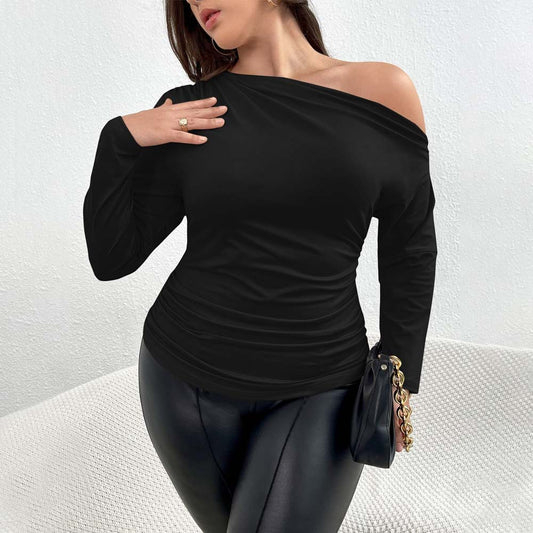 Trendy Single Shoulder Mature Elegant Temperament T-shirt