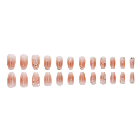Gentle Style Nail Tips Three-dimensional Camellia Blush Blooming