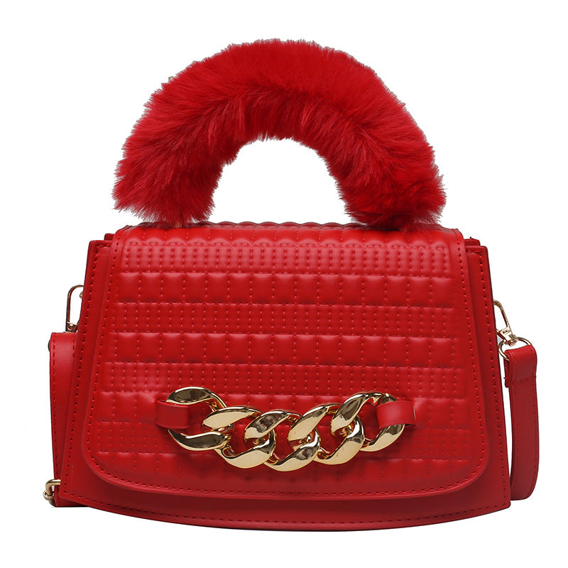 Plush Chain Handbag Ladies One-shoulder Diagonal