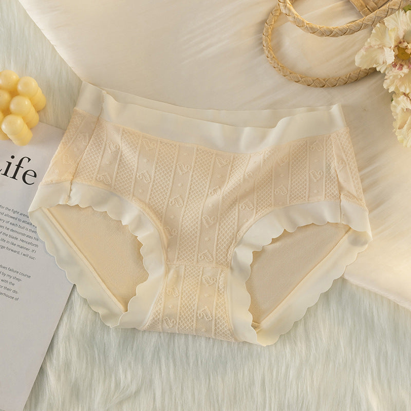 Mid-waist Comfortable Breathable Briefs Female Gentle Jacquard